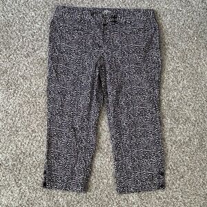 Ann Taylor Original Crop Blue White Speckled Polka Dot Cropped Pants 14 Short
